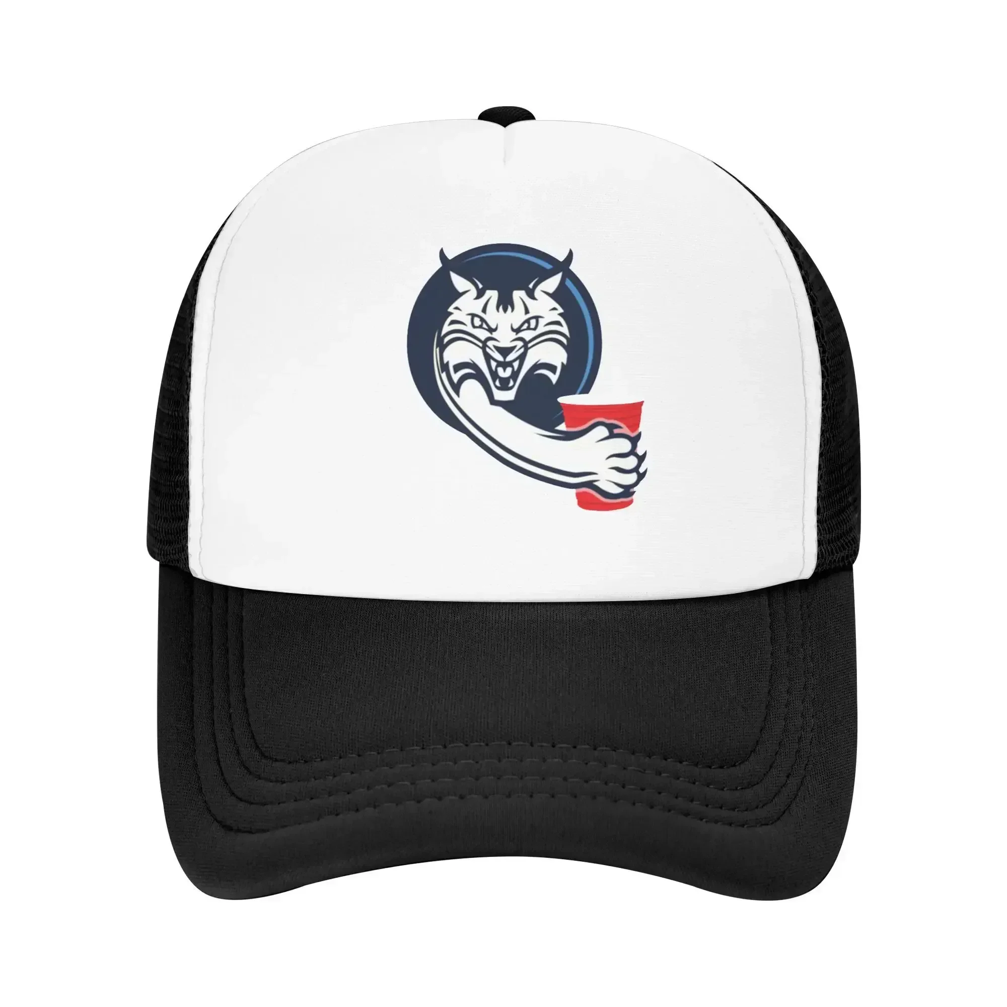 New Funny Cat B-Bobcat Drinking Red Cup Hiking Mesh Baseball Caps Women  Unisex Male Beach Sunscreen Hats Peaked Cap