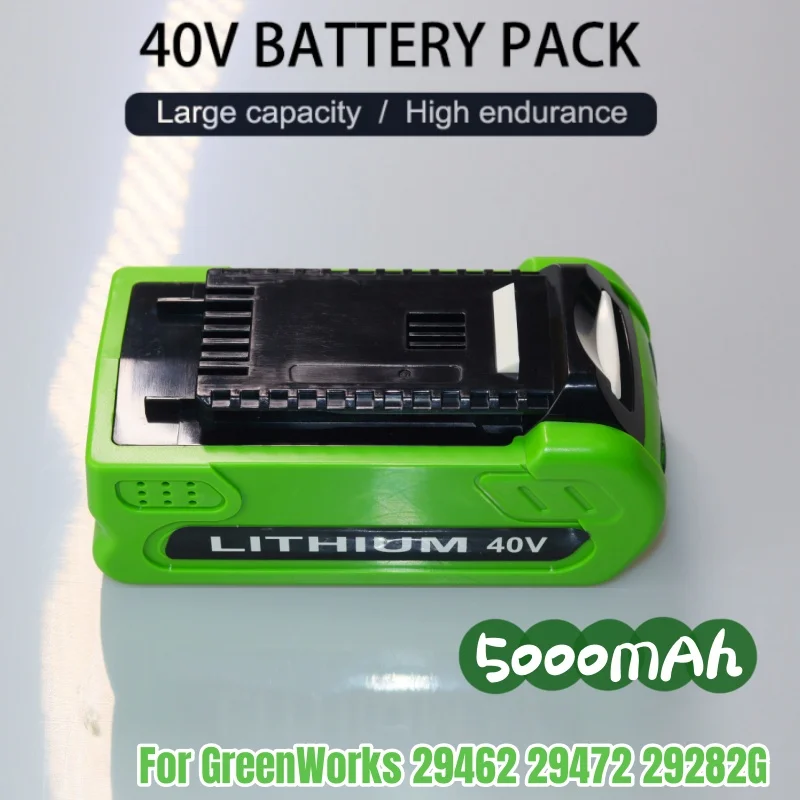 40V Lithium Battery For Greenworks 5.0Ah Rechargeable Battery For Greenworks Trimmer 29462 29472 G-MAX Lawn Mower Power Tools