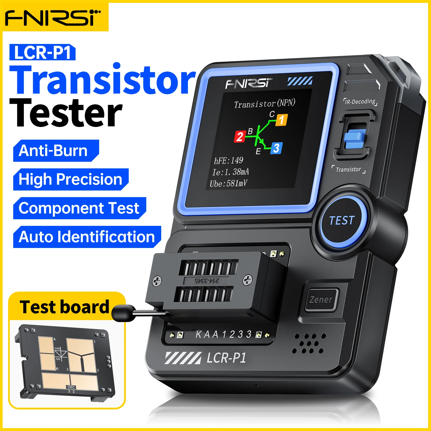 Fnirsi Lcr-p1 Transistor Tester Diodo Triodo Medidor de Resistência de Capacitância Lcr Esr Medidor Npn Pnp Mosfet ir Multifuncional Tester