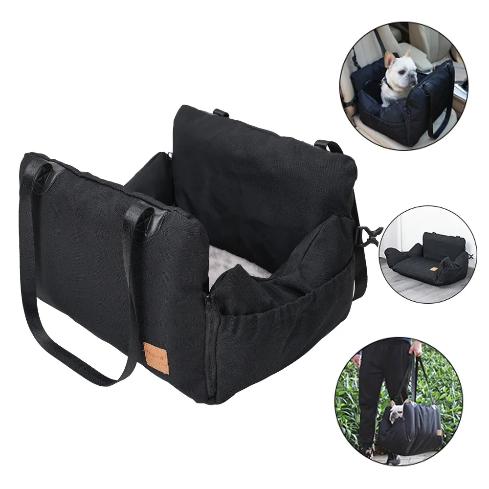 Dog Car Seat Bed for Small Dogs Inflatable Washable Dog Booster with Safety Leash Portable Pet Travel Bag Waterproof Soft Bed