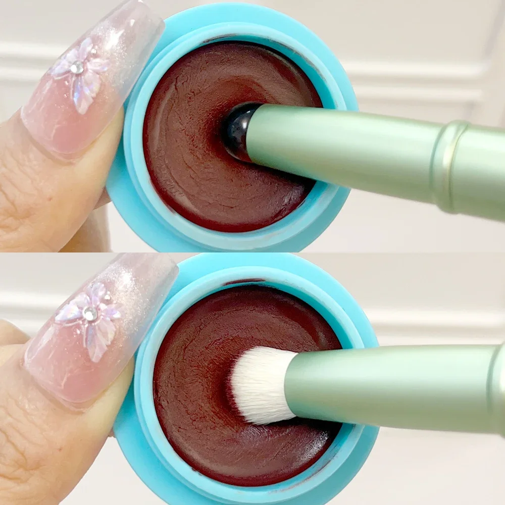 Double Head Silicone Lip Brush Cover Angled Concealer Brush Professional Fingertips Soft Lipstick Round Head Makeup Brushes Tool