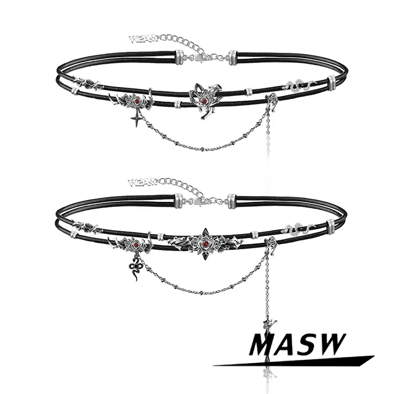 

MASW Original Design 2024 New Trend Cool Style Hiphop Snake PU Choker Necklace For Women Girl Gift Modern Jewelry Accessories