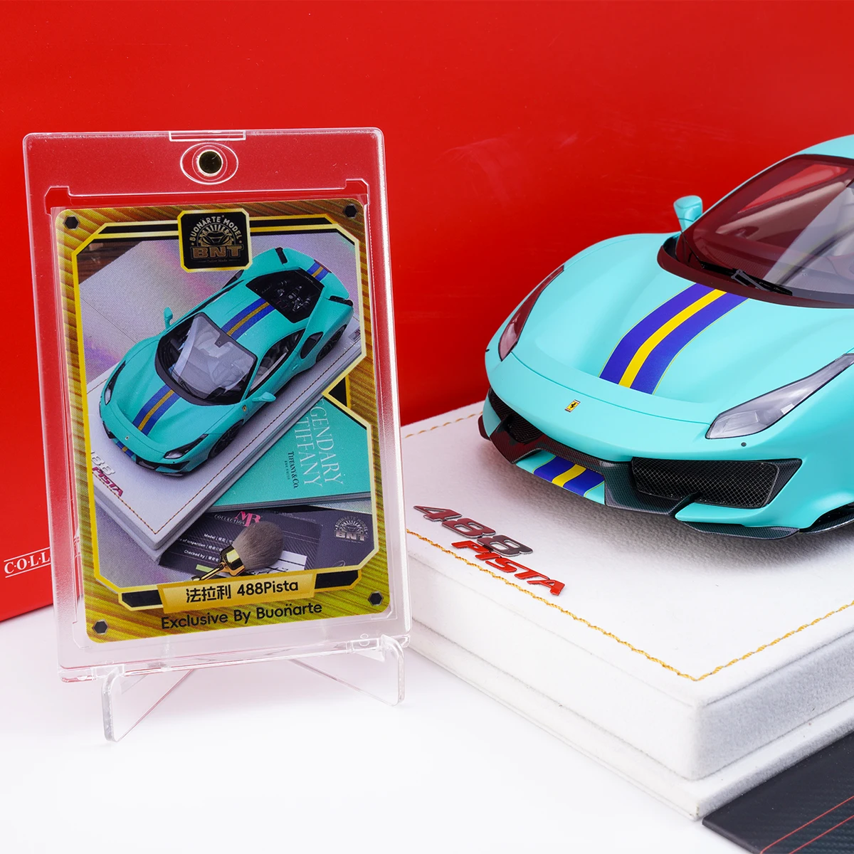 MR 1/18 Ferrari 488 Pista Matte Tiffany Blue Special Edition Legierung Spielzeug Kraftfahrzeug Druckguss Metall Modell Geschenke