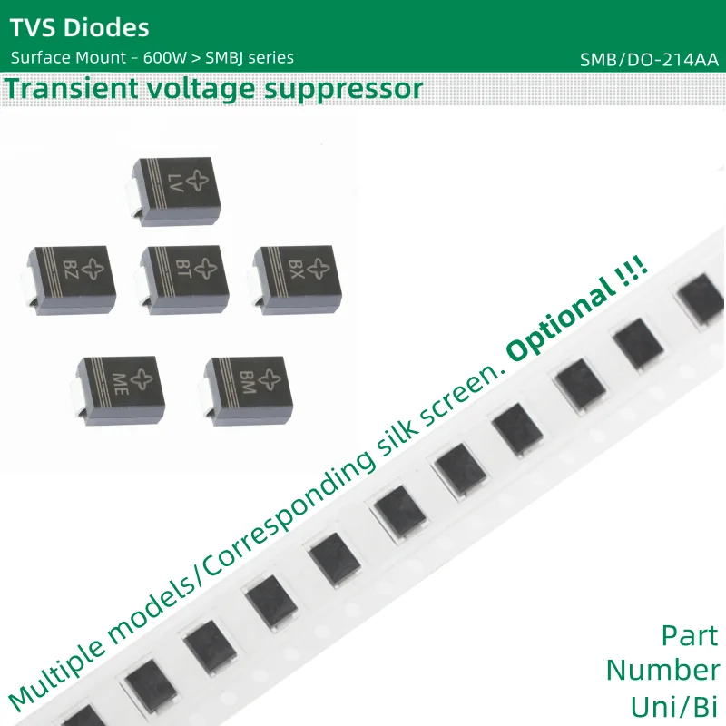 50pcs/lot TVS Diodes SMB package 600W SMBJ200A SMBJ200CA SMBJ220A SMBJ220CA SMBJ250A SMBJ250CA