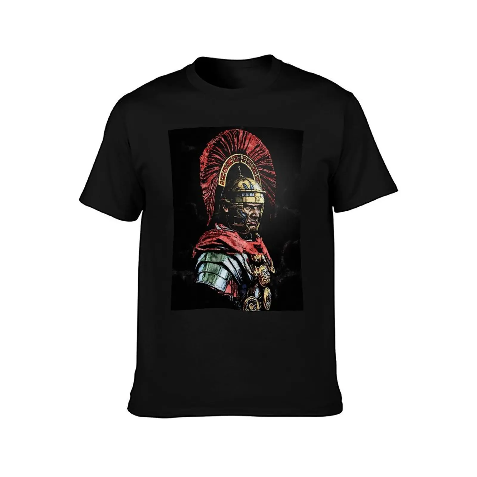 Roman Legionary T-Shirt, Summer Casual Cotton Tee, Oversized Streetwear Tops, Vintage Graphic Print, Loose Fit Short Sleeve