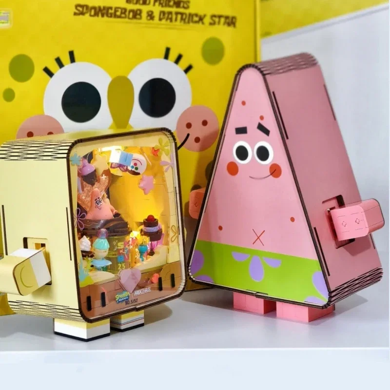 

SpongeBob SquarePants Building Blocks 25th Anniversary Patrick Star Wooden Model Ornaments Assembled Educational Toy Gift