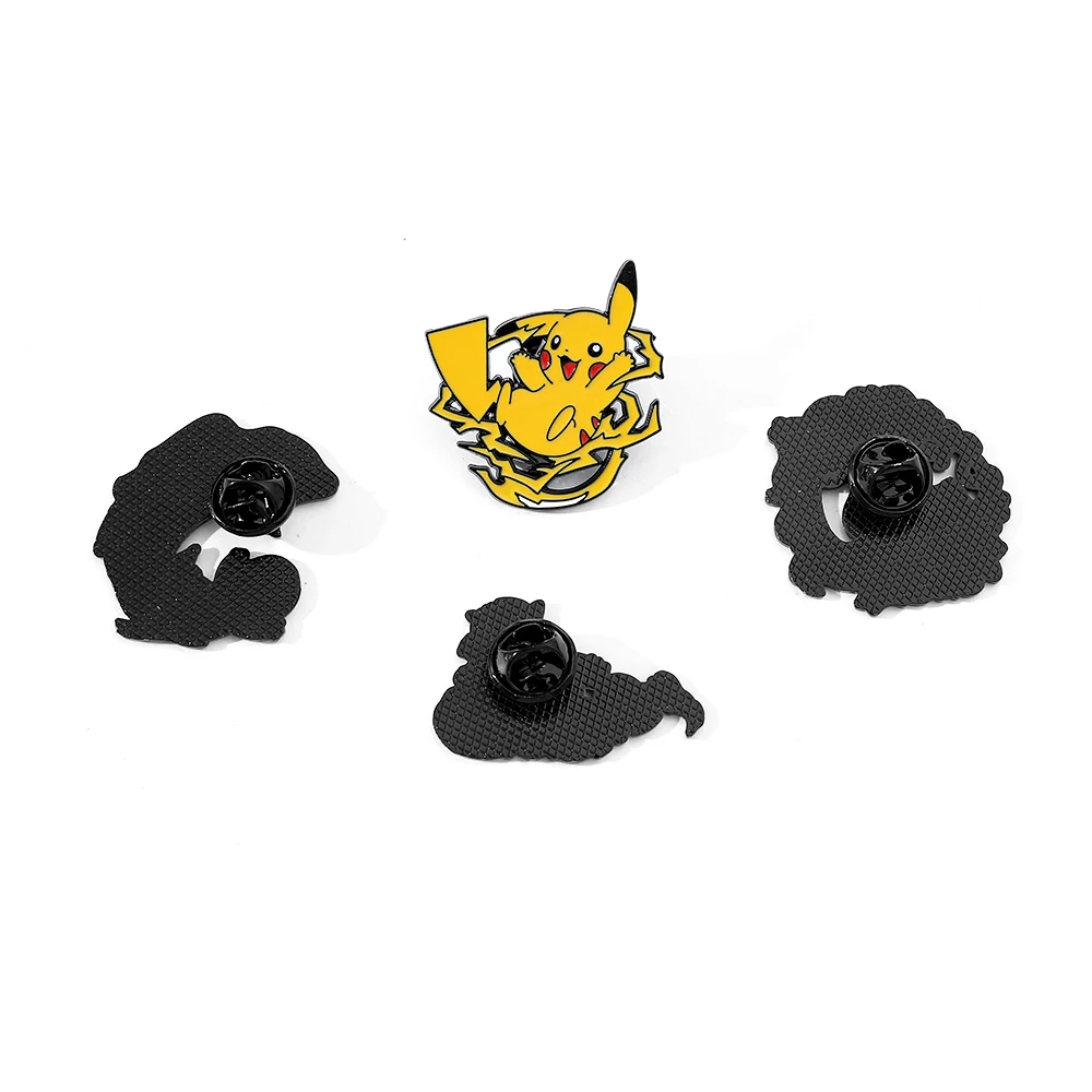 4 Pcs cute cartoon creative personality pocket monsters Badge Animated character Enamel brooch Men's and women's Bag Accessories image 2