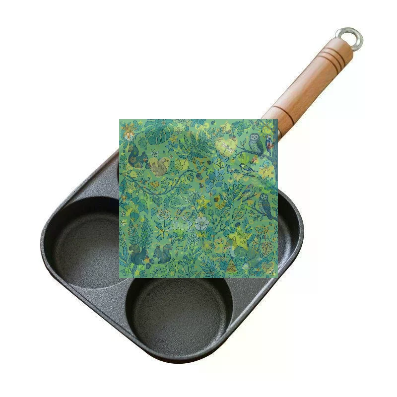 1Pcs Eggs Burger Skillet 4 Grid Cast Iron Frying Pan Non-stick Flat-bottom Pot Breakfast Bread/Steak Pan Kitchen Cookware