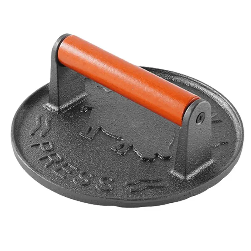 

【NOW SAVE】Burger Heavy-Duty Patty Maker Cast Iron Wooden Handle Meat Mold Kitchen Tools And Gadgets Accessories