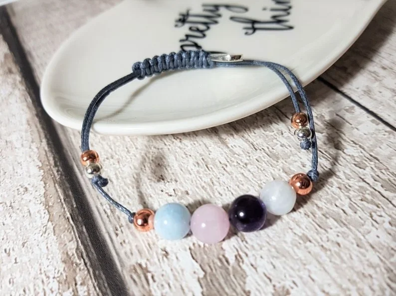 Fertility and Pregnancy | Protection and Healing Bracelet | Aquamarine, Rose Quartz, Amethyst, Moonstone | IVF HOPE FAITH| The