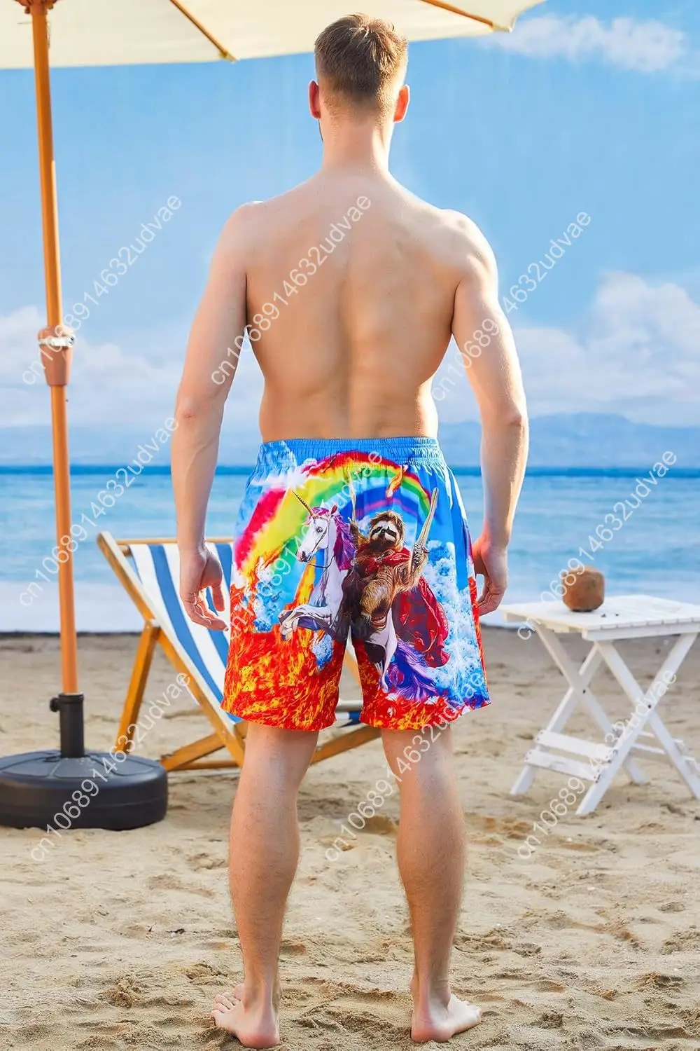 uideazone Men Swim Trunks Drawstring Elastic Waist Quick Dry Beach Shorts with Mesh Lining Swimwear Bathing Suits