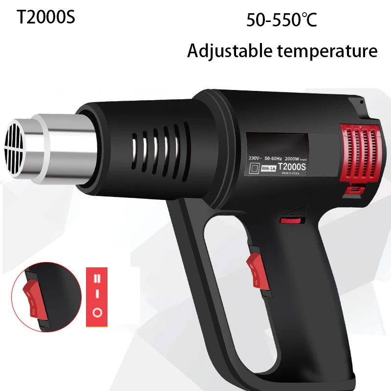 

Industrial Hair dryer Heat Gun 2000W Hot Air Gun Air Electric Heat Gun Automobile Film Baking Gun Tool Heat Shrink wrapping Tool