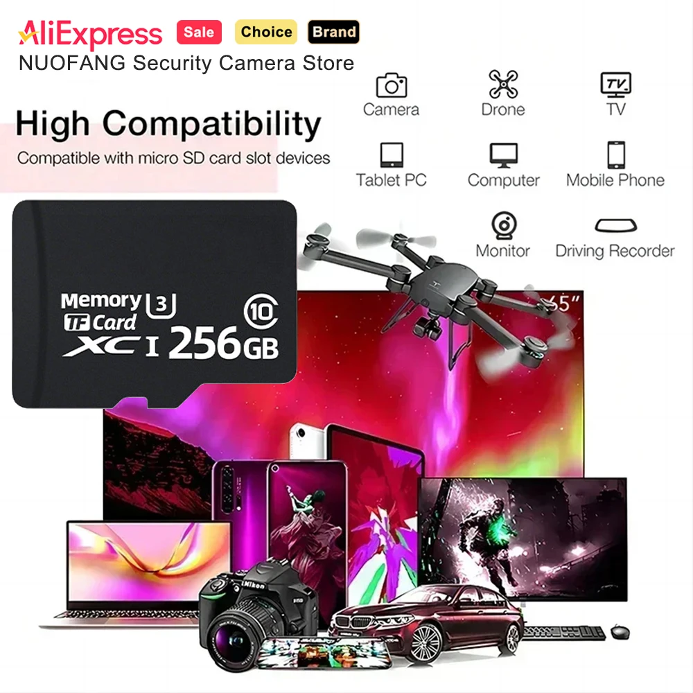 Micro SD Card 120MB/s UHS-1 Class 10 - 32GB 64GB 128GB 256GB 512GB TF Card for Camera Phone, with Adapter for Card Reader