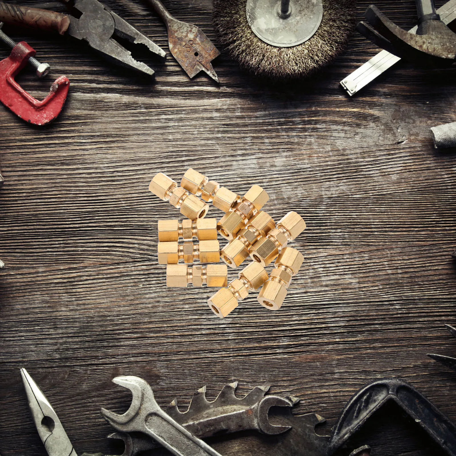 

10pcs Copper Connector Brake Line Adapter Fittings Pipe Compression Brass Union Practical Design Multi-functional