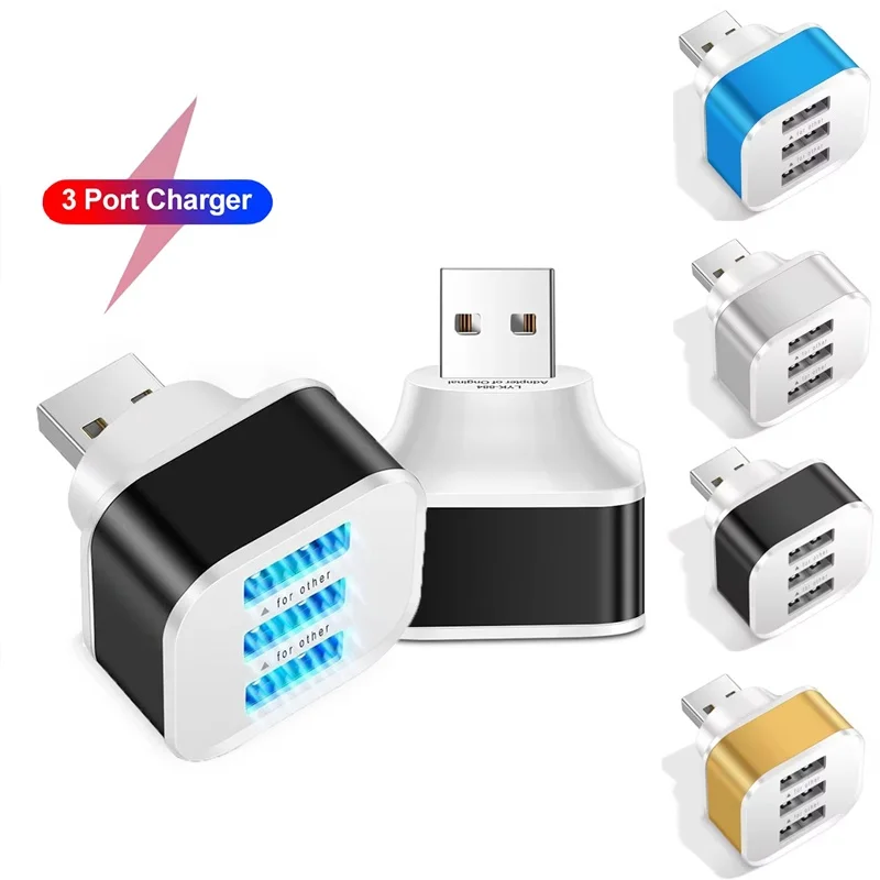 3 In 1 Multiple USB Interface Extender USB Slot Adaptor 3 Port USB Interface Extender For Phone Tablet PC Laptop Car Electronics