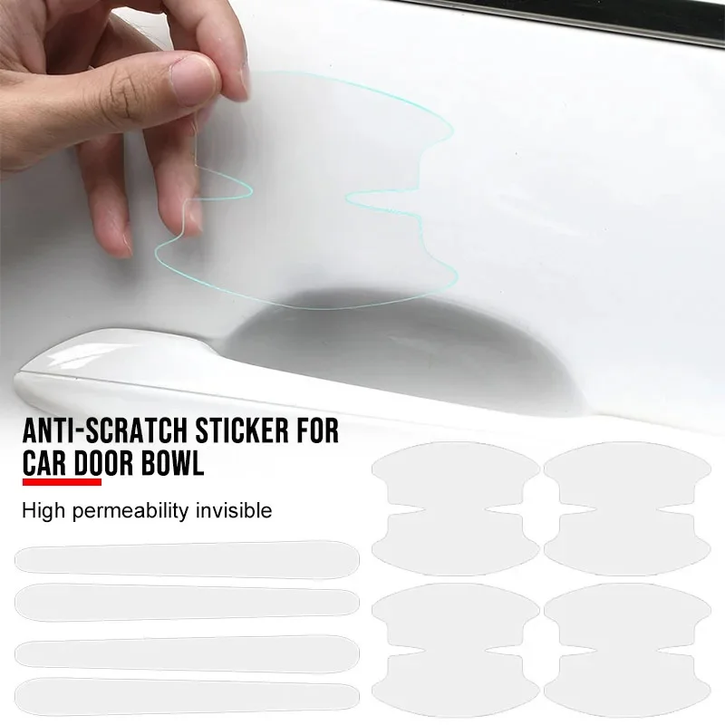 1-6Set Car Door Handle Protective Sticker Wear Resistant Scratch Resistant Transparent Protective TPU Door Bowl Protective Stick