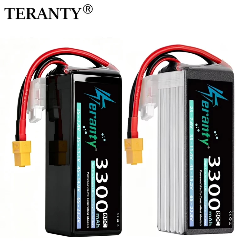 TERANTY 6S 3300mAh 22.2V 60C Lipo Battery 22.8V 80C LiHV Battery With XT60 XT90 Plug for RC Car Truck Tank RC Airplane FPV Drone