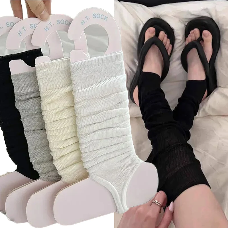 

New Japanese Lolita Y2k Leg Warmers Long Socks Female Foot Heel Warm Knitted Knee High Socks Women Legging Gaiters Cover Socks