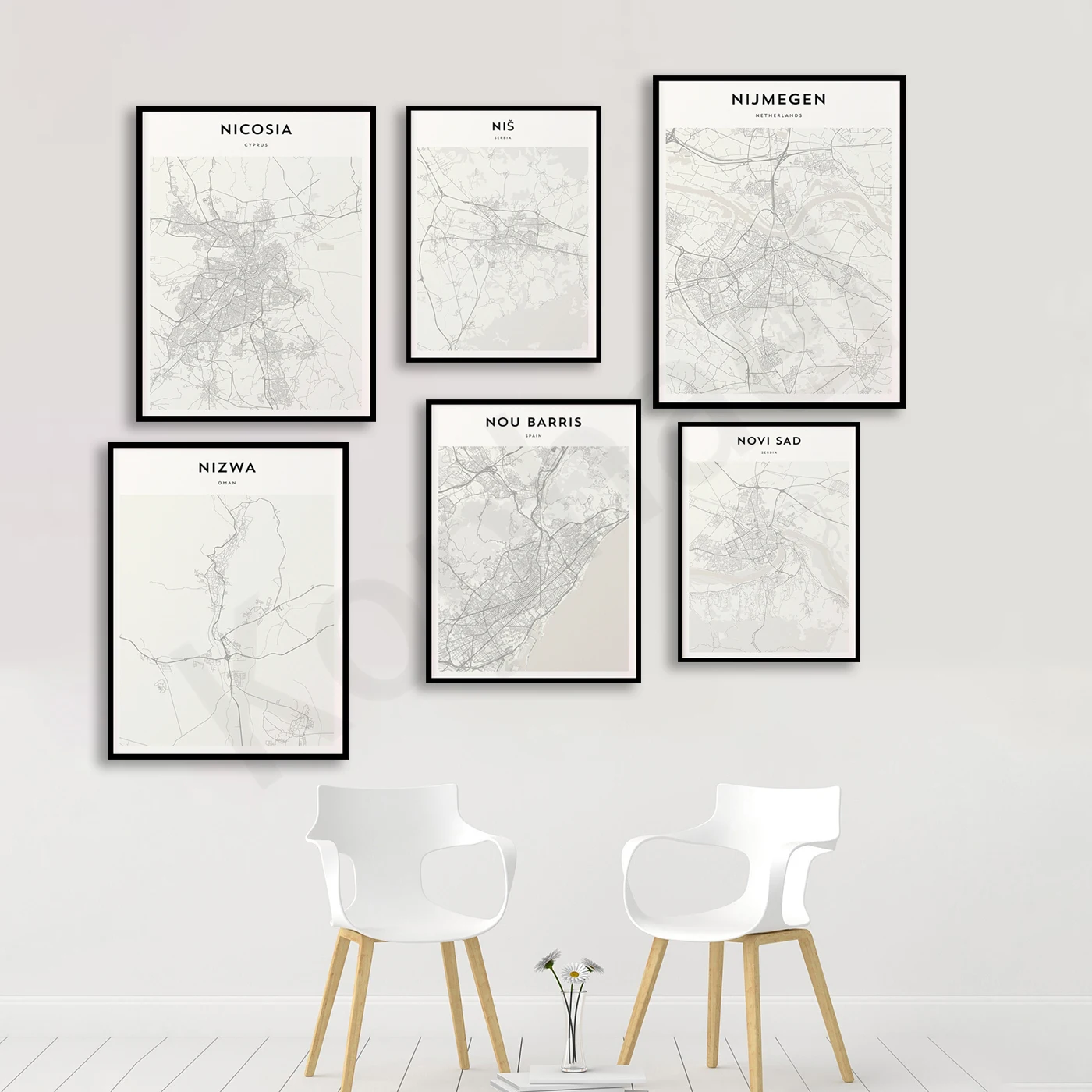 Nuku'alofa.Nuremberg. نوفوسيبيرسك. نوفي ساد.نوباريس.نوتينغهام. نورويتش. نورثامبتون. نزاه. نيكوسيا لطيفة. ملصق خريطة المدن