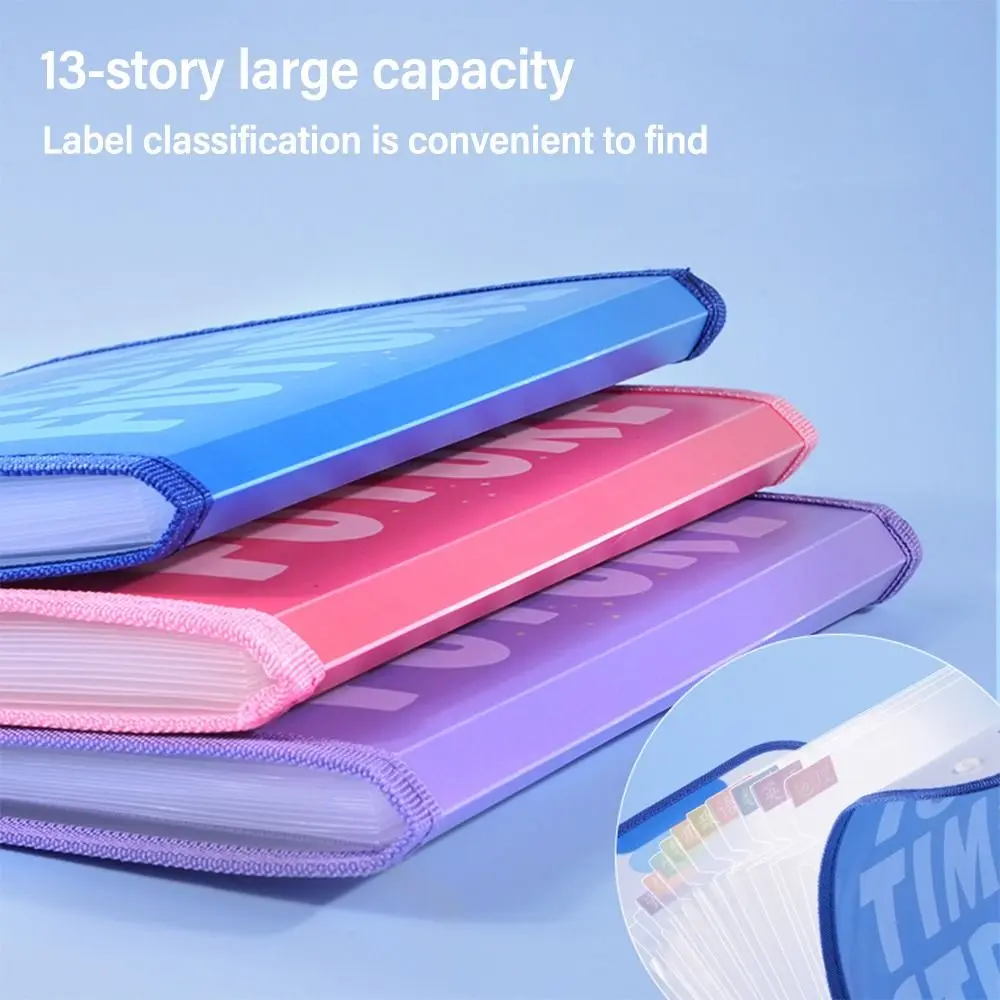 Creative Waterproof A4 File Folder With English Letter Pattern 13 Pockets File Organizer PP Transparent Envelope Folder