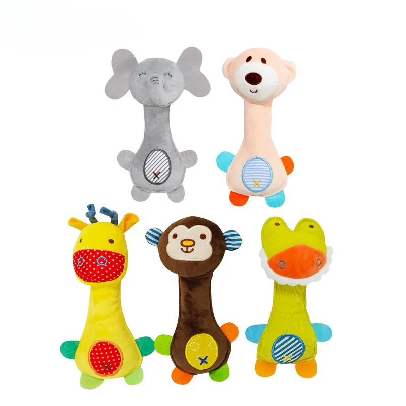

Cute Zoo Series Baby Games Plush Rattle Toys for Babies Newborn Cartoon Stuffed Animals BB Stick Toys Baby Crib Hand Bell Toys