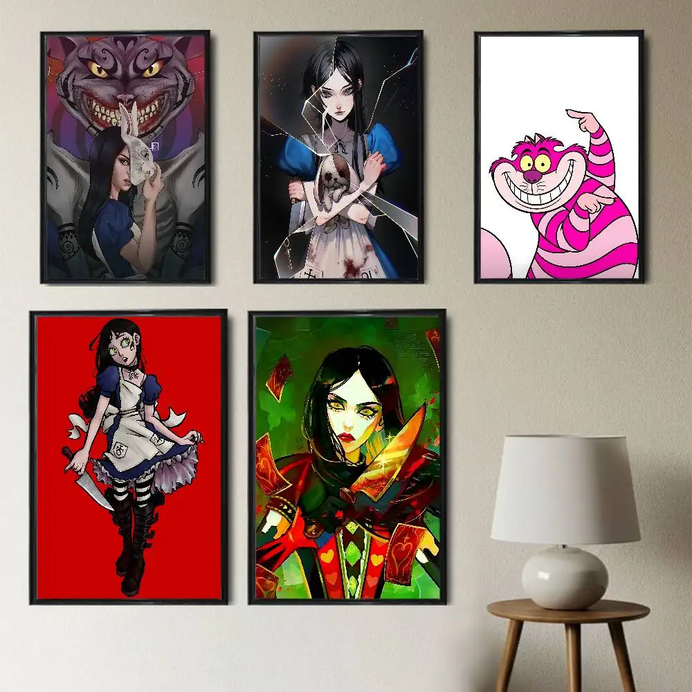 

game James Cheshire Cat Alice Liddell Poster Trendy Wall For Coffee Office Bar Decoration Best Gift Sticker Printed On PP Paper