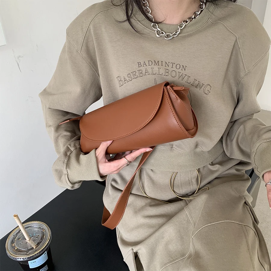 Single shoulder crossbody bag for women simple casual fashion underarm bag soild color small flap bags pu leather handbags bolsa