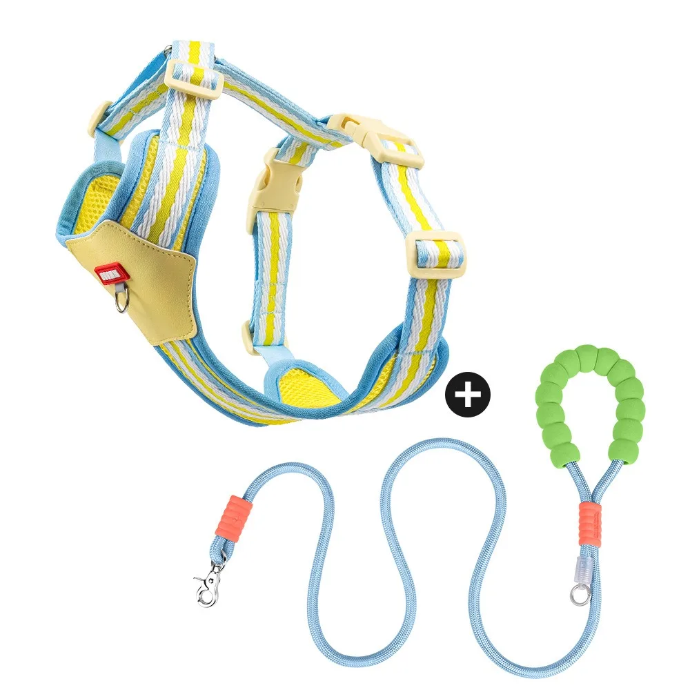 

Adjustable Dog Harness and Leash Set with Traction Rope Padded Cat Jacket Harness Breathable Reflective Strap Pet Walking Vest