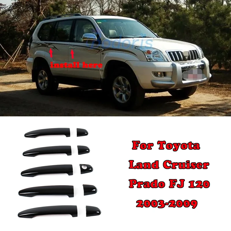 

Exterior Door Handle Cover For Toyota Land Cruiser 120 Prado FJ120 2003-2009 Black Color Grab Holder Trim Moulding Accessories