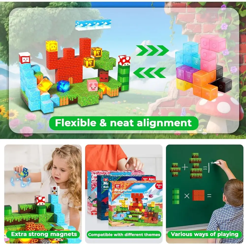 Light-Up Magnetic Building Blocks - Educational STEM Toy for Kids 3-10 Years, Perfect for Christmas and Birthday Gifts