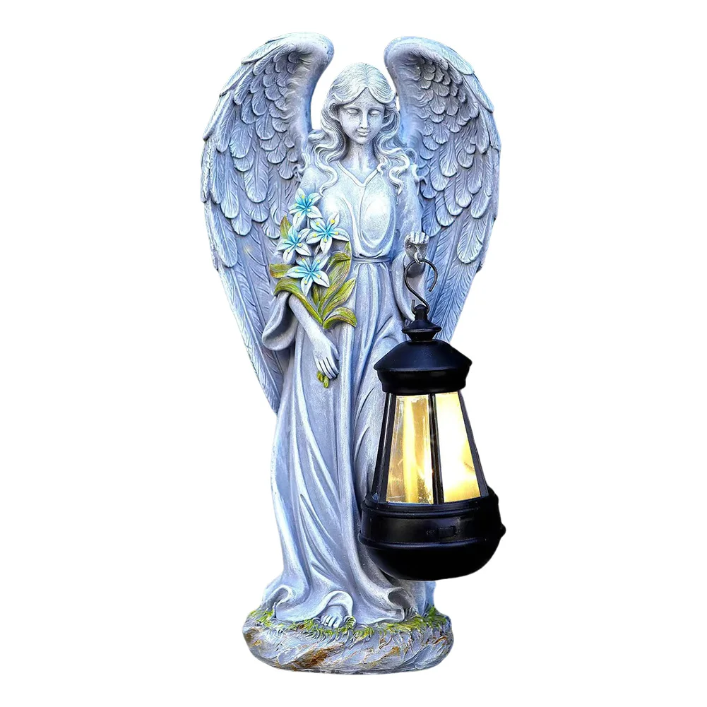 

Solar Decorative Angel Figurine Lantern Waterproof Angel Ornament Light Auto On & Off Fairy Figurine Decor Lamp Home Decoration