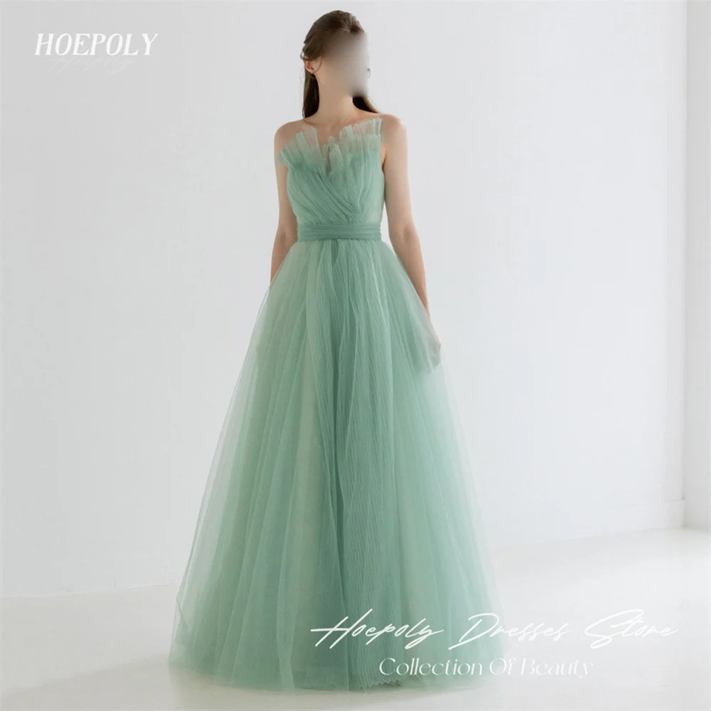 

Hoepoly Formal Pleat Strapless Long Elegant A Line Evening Dress For Woman Floor Length Classy Fashion Prom Gown New 프롬드레스