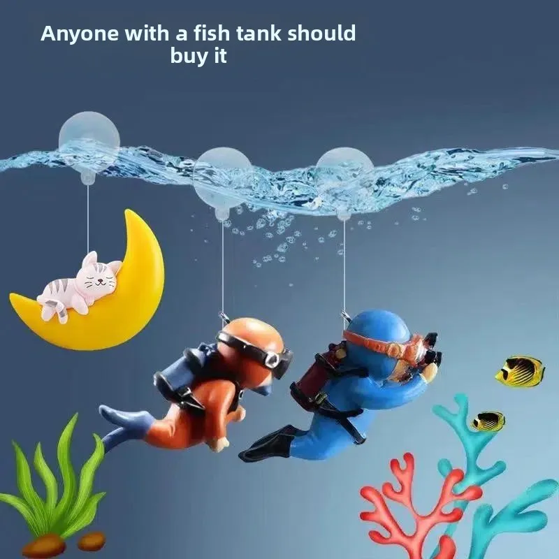 Kreative Aquarium Schwimmende Ornamente Taucher & Mädchen Mini Dekor Schwimmende Aquarium Schildkröte Zylinder Ausgesetzt Ornament Zubehör