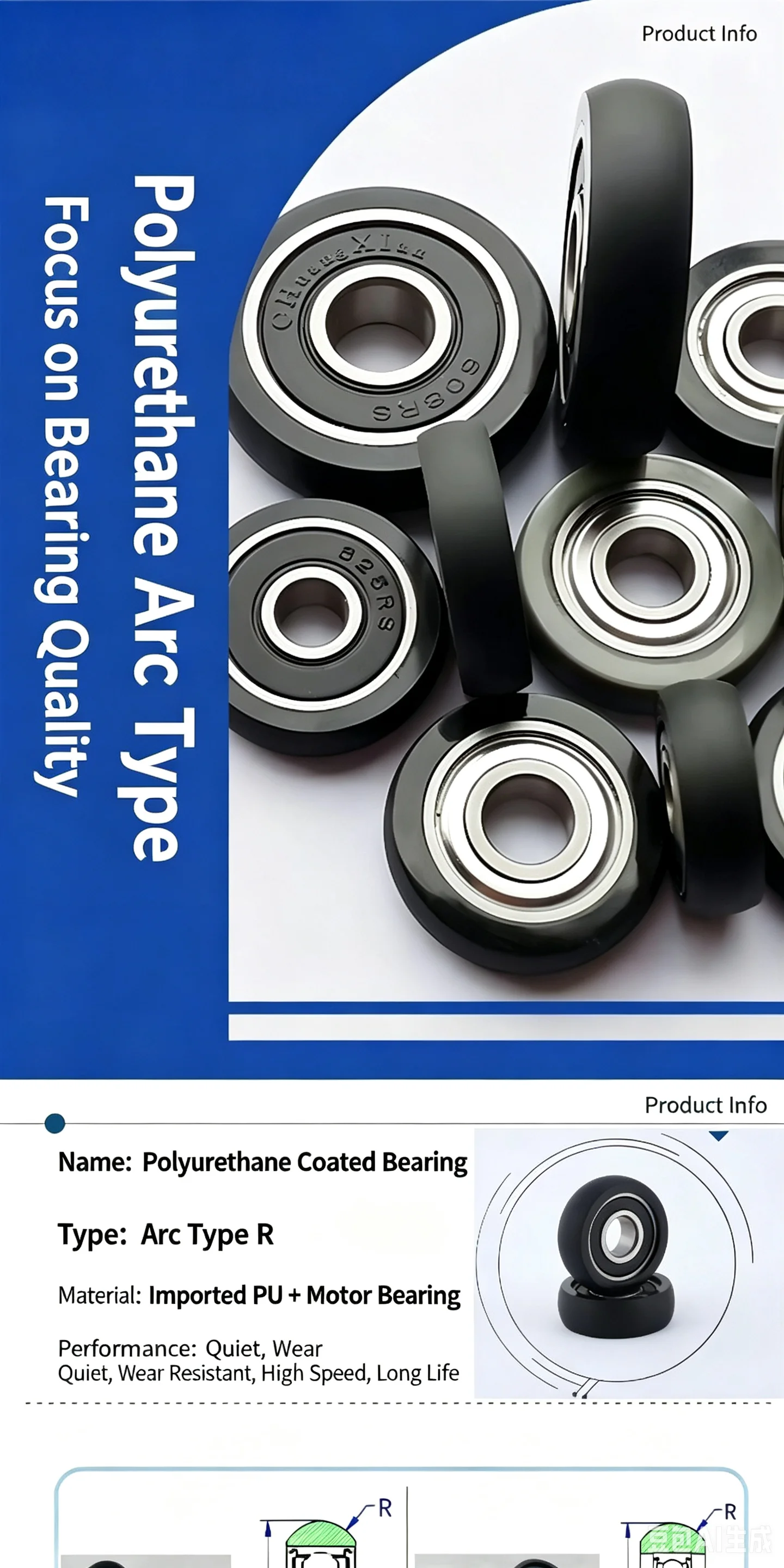 Outer ball bread plastic bearing inner diameter 3 4 5 6 8 10 12 small pulley door window roller nylon plastic arc ERB
