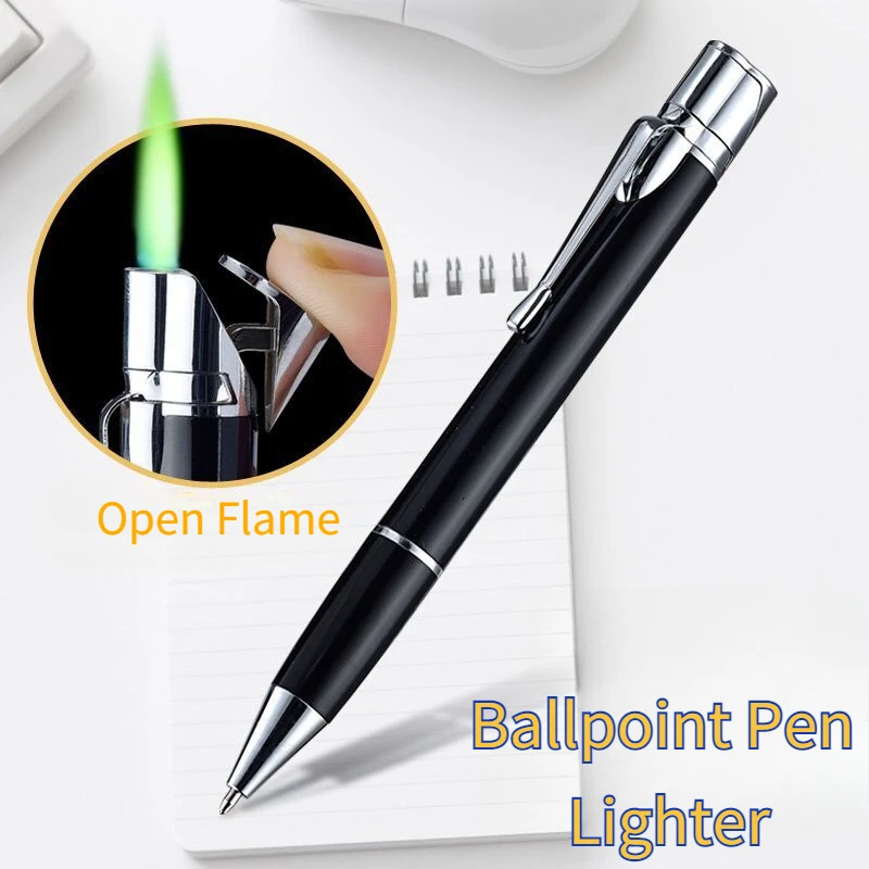 

New Ballpoint Pen Lighter Creative Metal Windproof Lighters & Smoking Accessories Cigarette Ignite + Write Factory Direct Sales