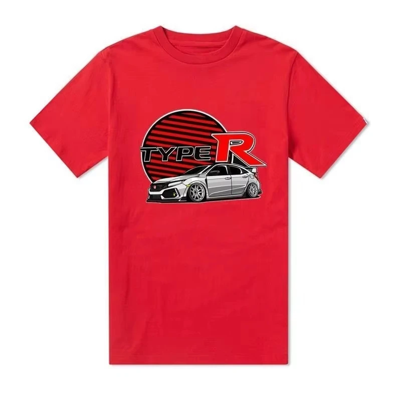 

Honda Civic Racing T-shirt Summer Motorcycle Business Trend Short-sleeved Men's and Women's T-shirt Style ER Casual Fashion Tops