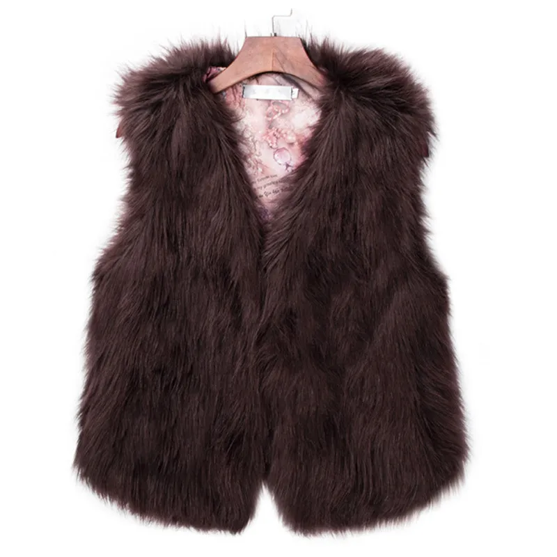 Winter Imitation Fox Fur Vest Women\'s Solid Color V-Neck Sleeveless Women\'s Jacket Casual Warm Fluffy Fur Waistcoat Female 2763