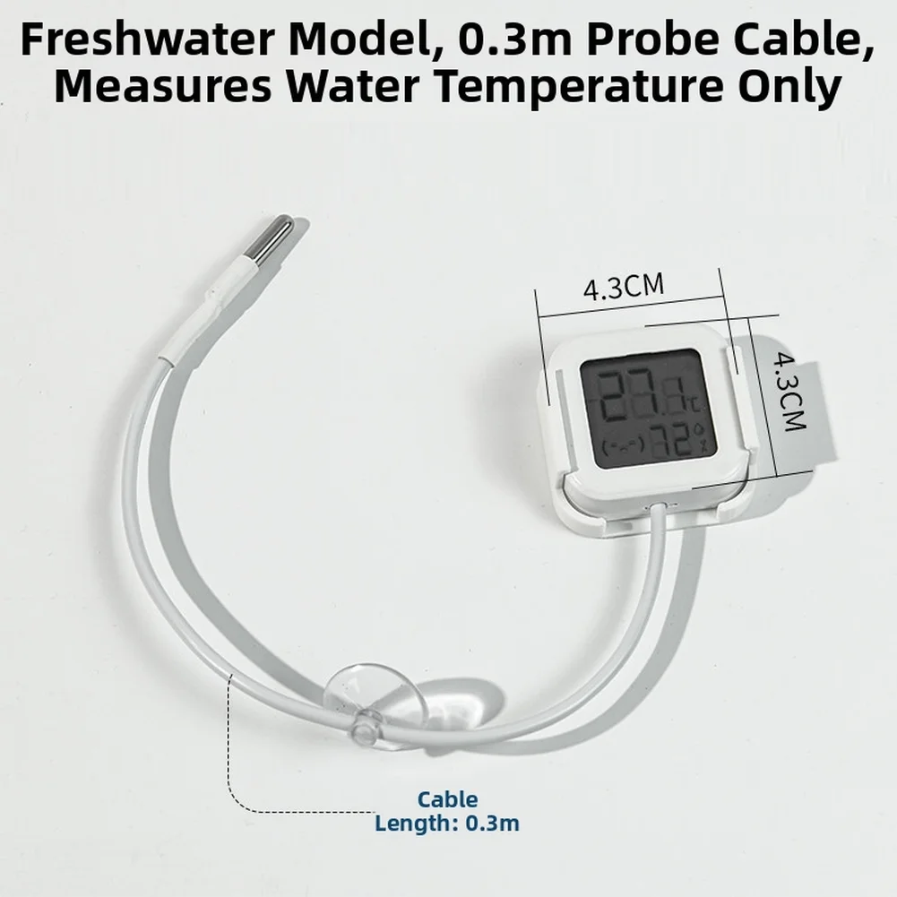 Precision Aquarium Temperature and Humidity Monitor with Stainless Steel Encapsulated Probe for Stable Fish Habitats