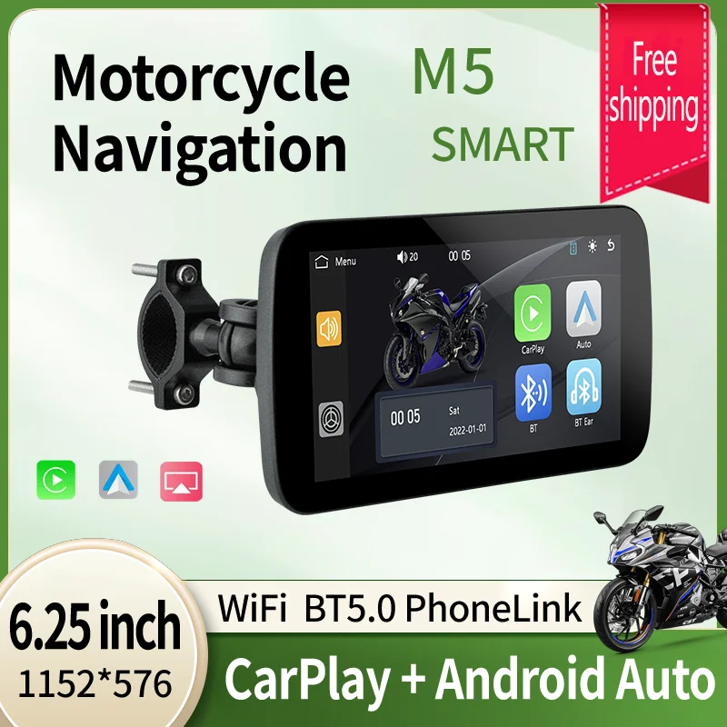 SMART 6.25 Inch Motorcycle Carplay MOTO Navigation Waterproof Carplay Display Screen Portable Android Auto Motorcycle GPS