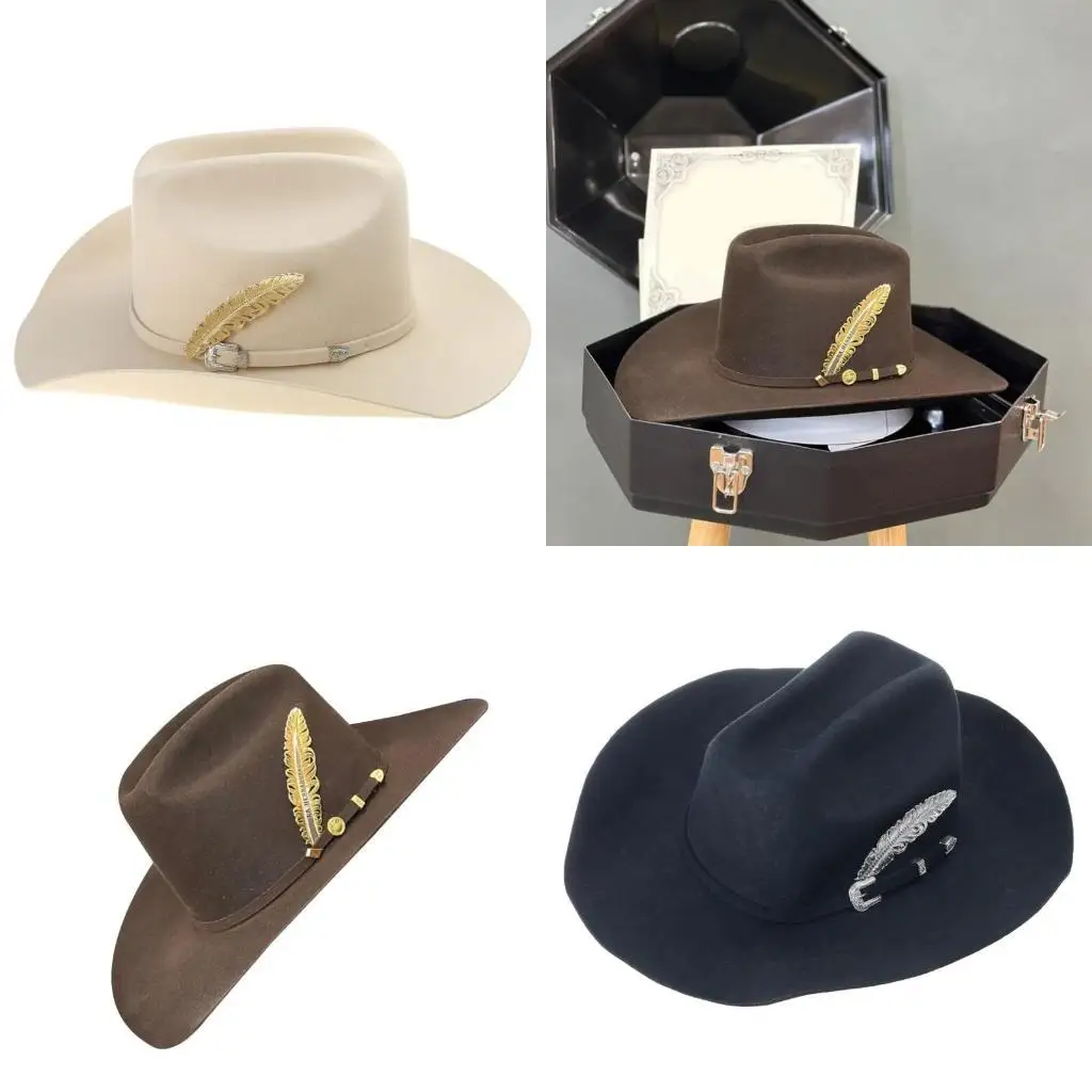 

652F Wool Gentleman Hat Woven Band Jazzy Hat Adult Unisex Dancing Hat for Theme Party