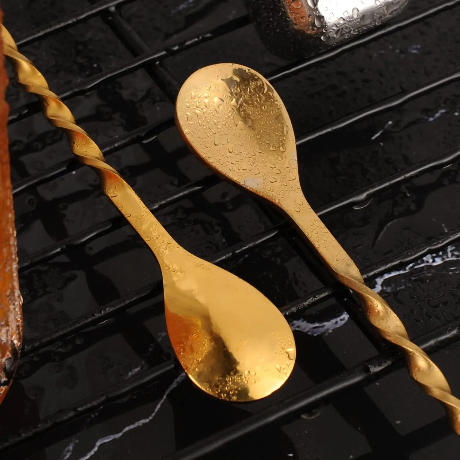 ช้อนค็อกเทลสแตนเลสขนาด 10 นิ้วพร้อมด้ามจับรูปใบไม้ - เหมาะสำหรับผสมเครื่องดื่มในแก้วทรงสูงและเชคเกอร์