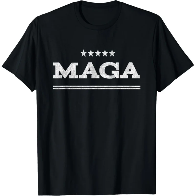 

Men's and Women's Sports and Leisure New Fashion Short Sleeve Maga First Trump 2024 US Black Top Gift T-shirt