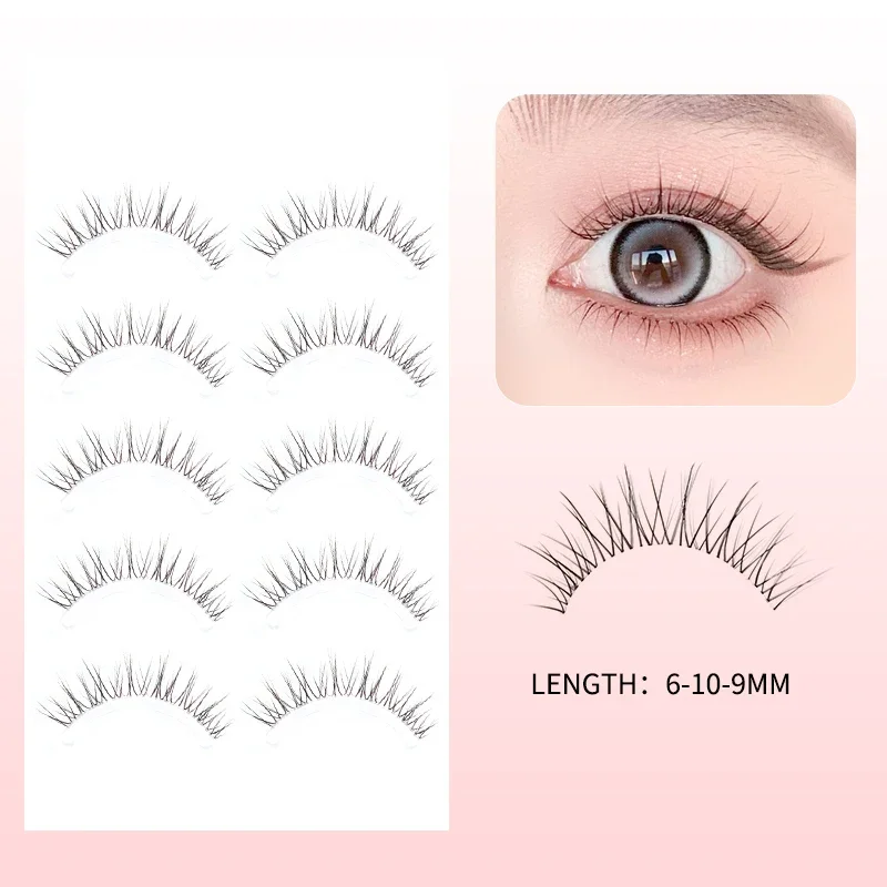 5 Paar dünne falsche Wimpern, natürliche, weiche, flauschige Wimpern, klares Band, koreanischer Stil, Puppen-Augenwimpern für Frauen, tägliches Make-up
