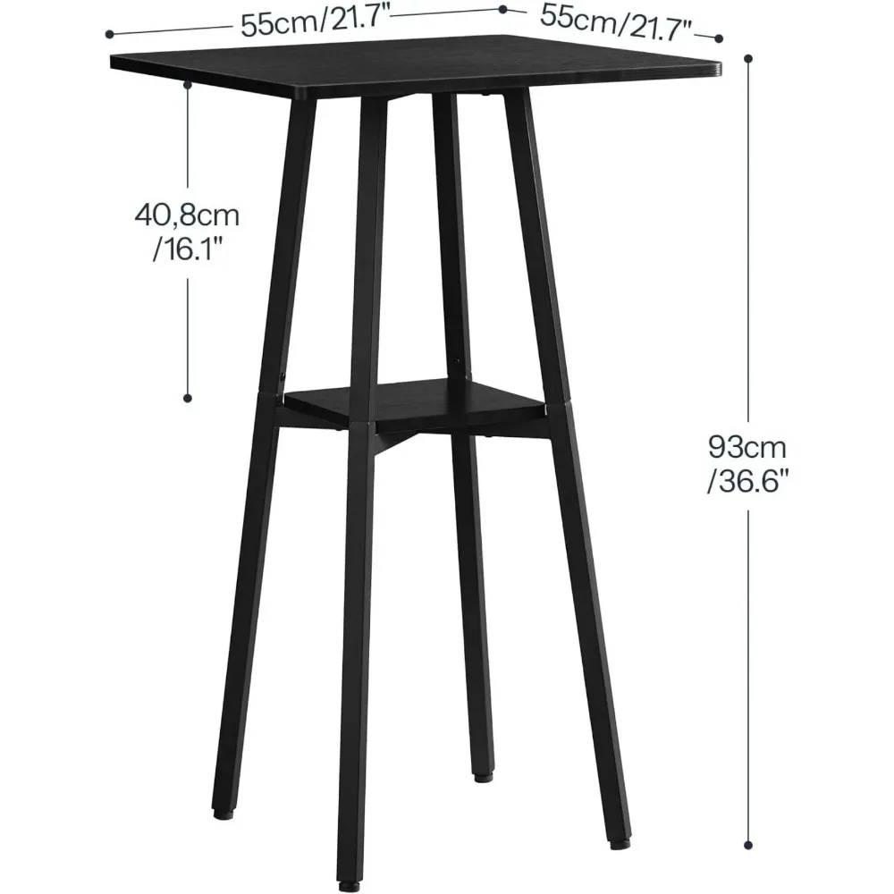 US  Bar Table, 2-Tier High Top Pub Table, Counter Height Table with Storage, Small Kitchen Dining Table, 36.6" High Bar Table