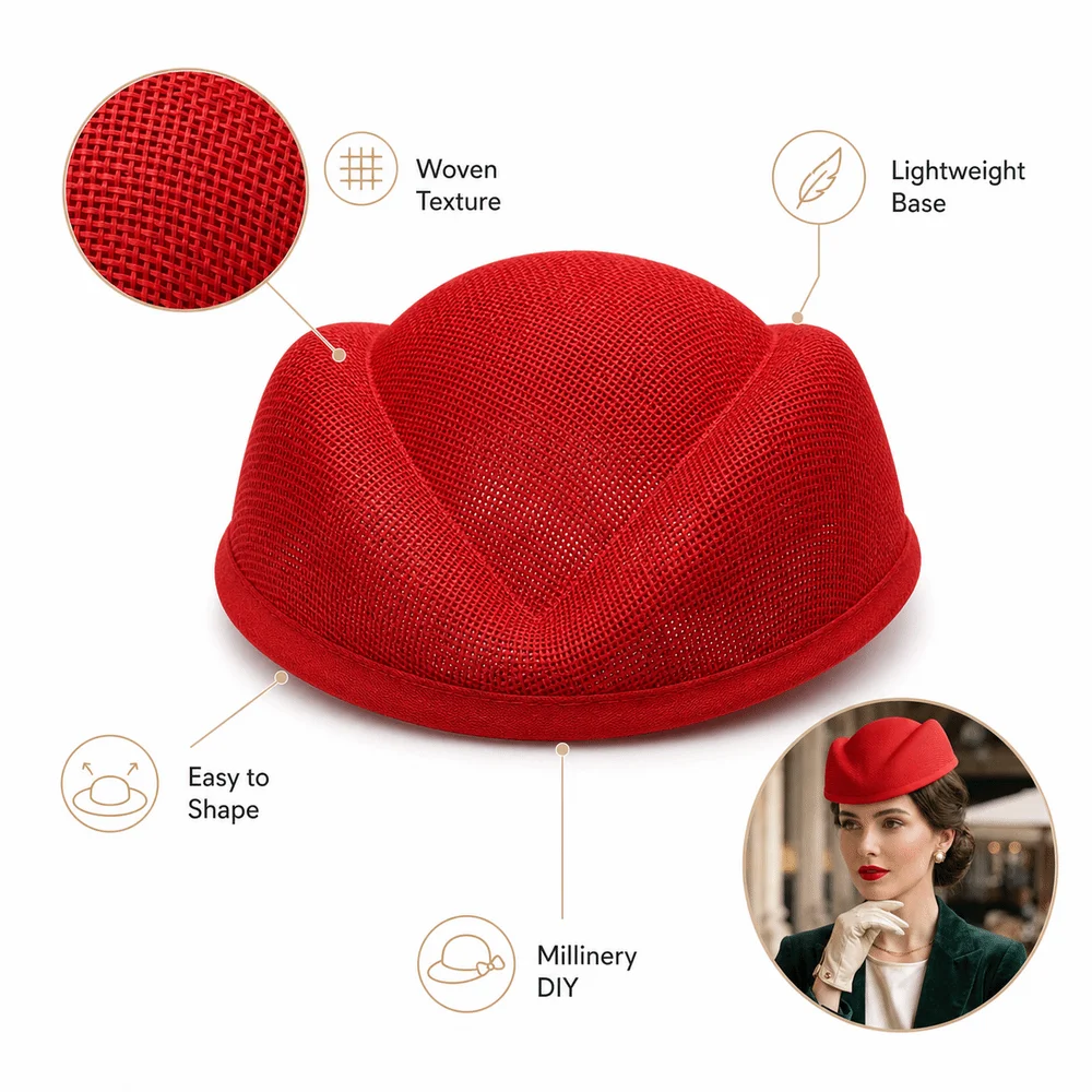 Gifts Linen Fascinator Hat Base Opera Headpiece Versatile Flight Attendant Hat Plain Base DIY Hat Base For Stewardess