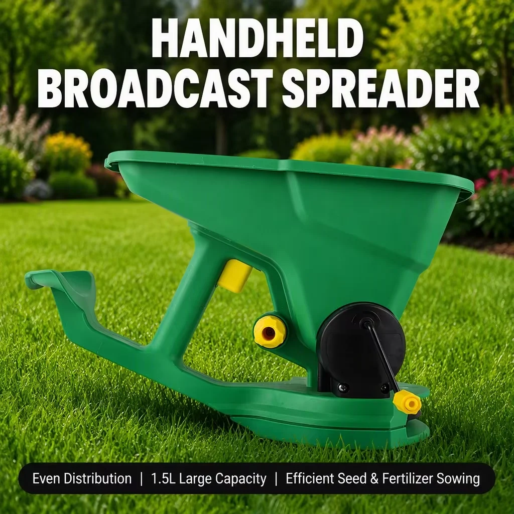 New Handheld Seeder, Small Hand-Cranked Seeder for Lawn Seeds, Farm Fertilizer, and Household Broadcasting