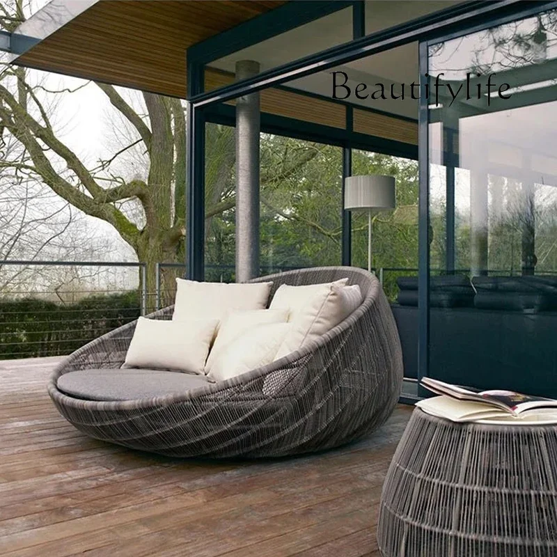 

BJ Outdoor Leisure Villa Garden North Ouyang Terrace Leisure Chair Round Bed Decoración Hogardecoración Hogar