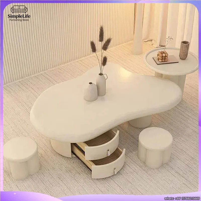 

Modern Space Saving Coffee Table for Small Living Room European Style Minimalist Glamorous Round Rectangular Center Table