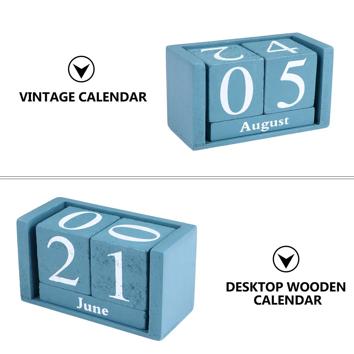 

Wooden Perpetual Calendar Desk Calendars Small Monthly Block Date Display Vintage Style Home Office Decoration