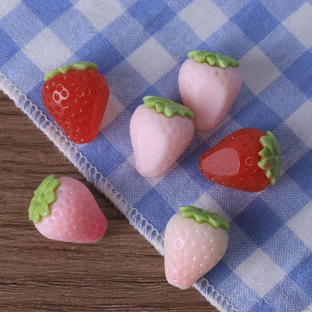 10PCS 20x16mm Strawberry Series Miniature Flat Back Resin Cabochons For Hairpin Scrapbooking DIY Home Decor Craft Accessories